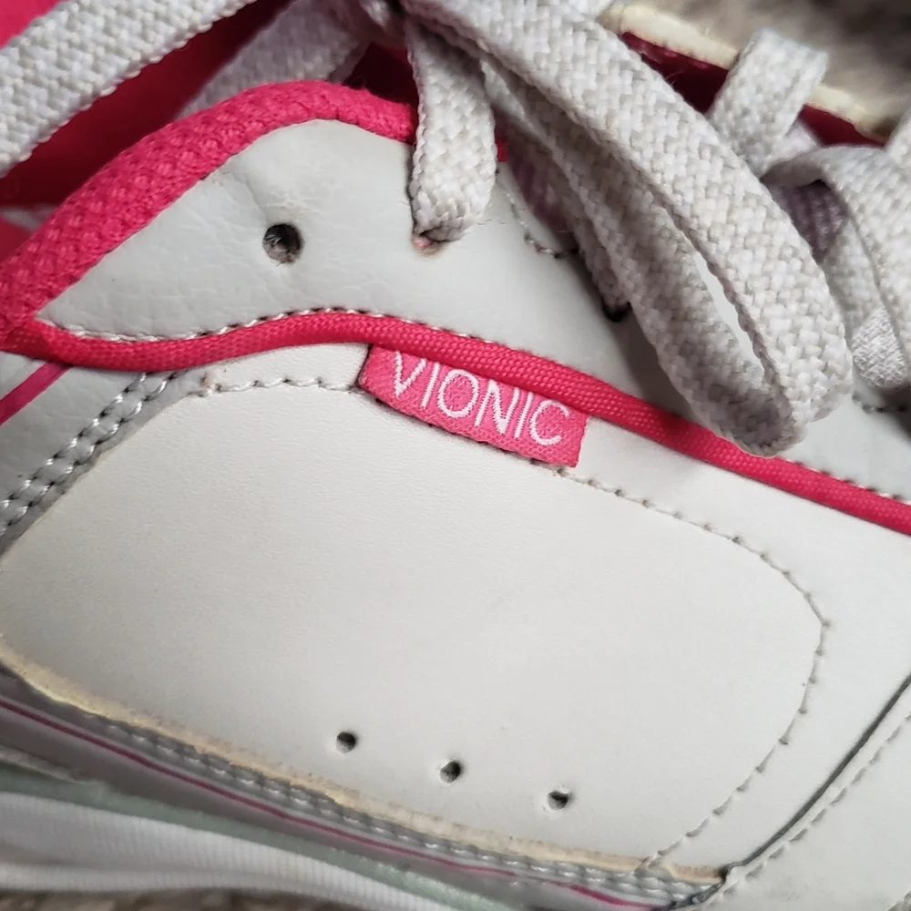 Vionic Sneakers Women's 7.5 Pink Gray Zen Walker Orthaheel Athletic Walk Shoes